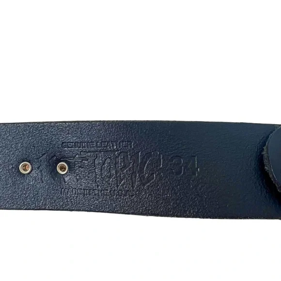 Vintage Hot Topic Black Genuine Leather D-Rings & Chains Goth Punk Belt Size 34 - Picture 4 of 4